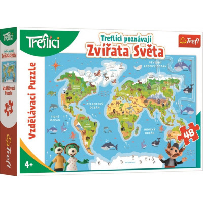 Trefl Puzzle Treflíci poznávají Zvířata světa 48 dílků
