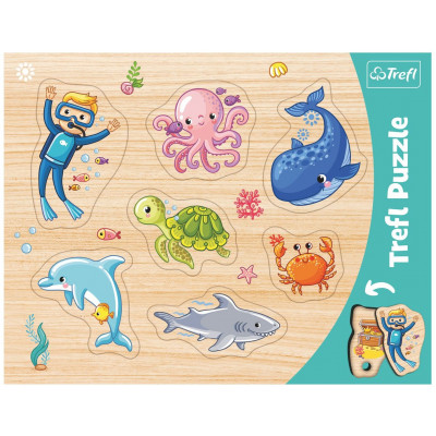 Trefl Vkládačka/Puzzle deskové obrysové zvířátka mořský svět