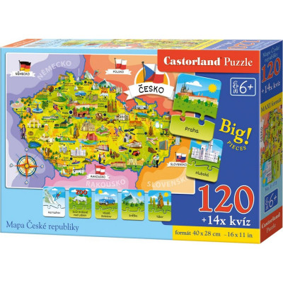 Castorland Puzzle Mapa České republiky 120 dílků + 14 kvízů naučné