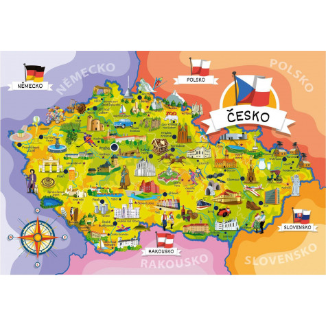 Castorland Puzzle Mapa České republiky 120 dílků + 14 kvízů naučné