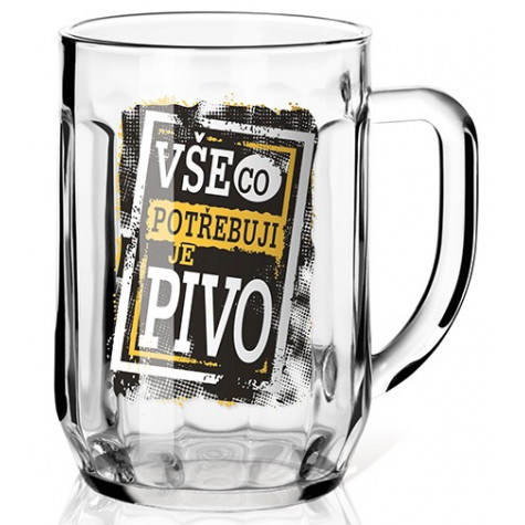 Nekupto Dárková sklenice na pivo 0,5l - Vše, co potřebuji, je pivo ~ 1