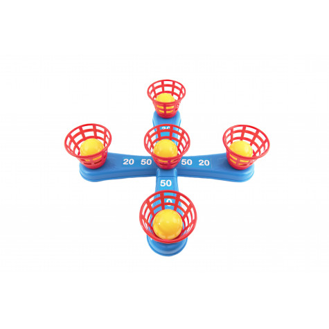 Házecí hra plast kříž s kruhy + košíčky s míčky