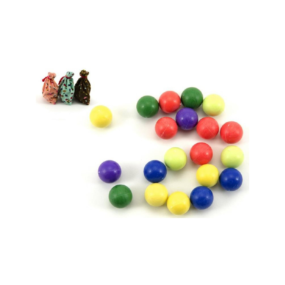 Kuličky cvrnkací nerozbitné barevné 20ks 1,5 cm v látkovém pytlíčku