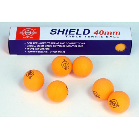 Míčky na stolní tenis oranžové SHIELD 4cm bezešvé 6ks v krabičce ~ 2