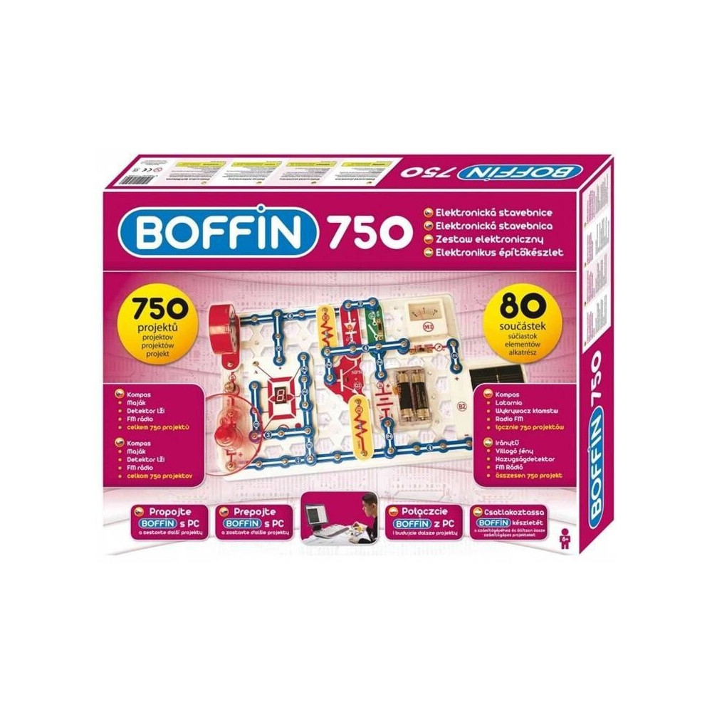 Stavebnice Boffin 750 elektronická 750 projektů na baterie 80ks
