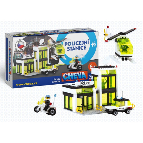 Stavebnice Cheva 19 Policejní stanice plast 335ks v krabici 45x30x5cm ~ 1