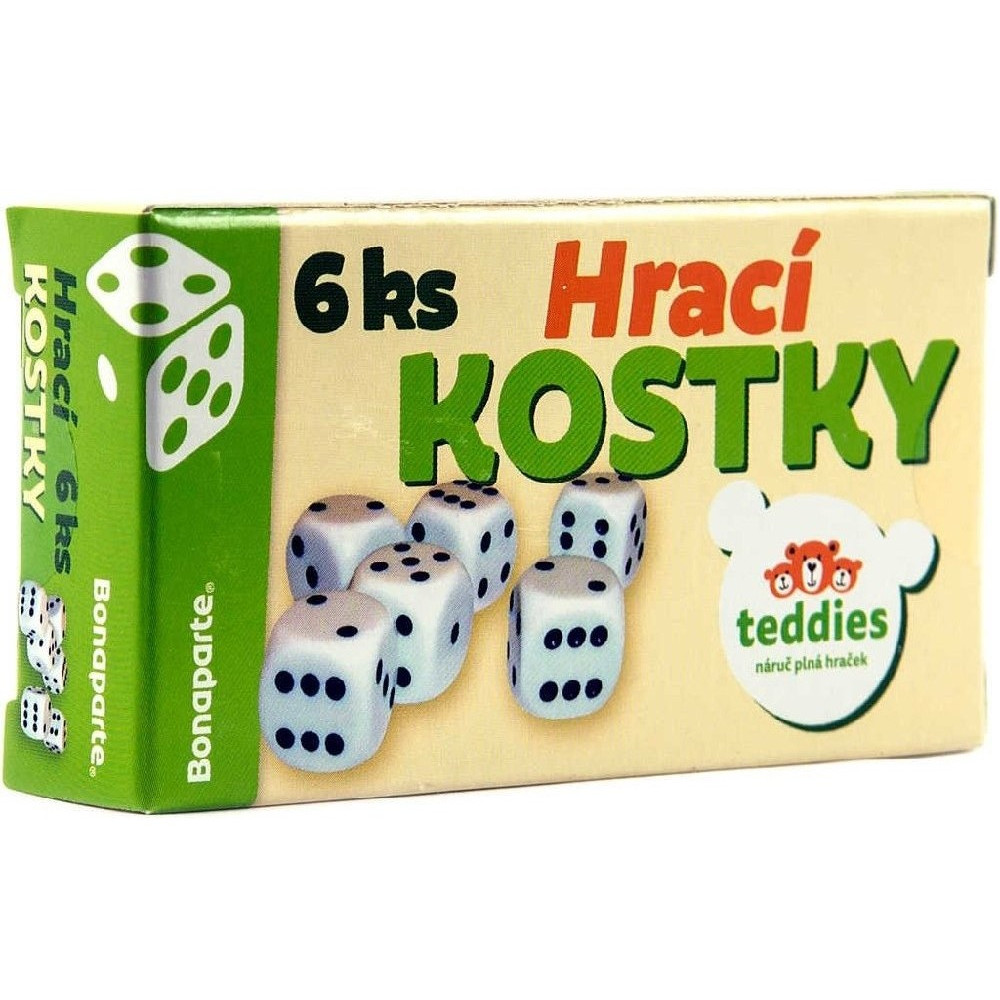 Teddies Hrací kostky 13x13mm 6ks v krabičce