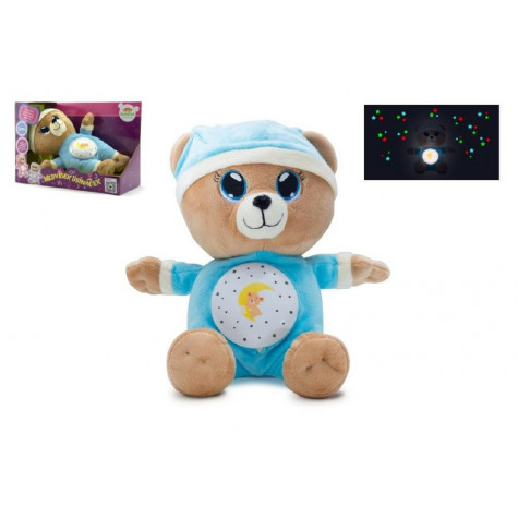 Teddies Medvídek Usínáček modrý plyš 32cm na baterie se světlem a zvukem v boxu 12m+