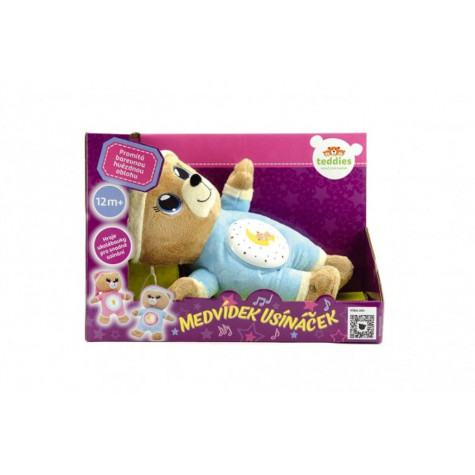 Teddies Medvídek Usínáček modrý plyš 32cm na baterie se světlem a zvukem v boxu 12m+ ~ 4