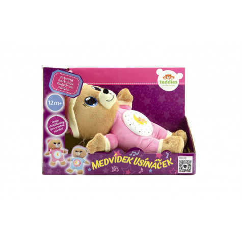 Teddies Medvídek Usínáček růžový plyš  32cm na baterie se světlem a zvukem v boxu 12m+ ~ 3