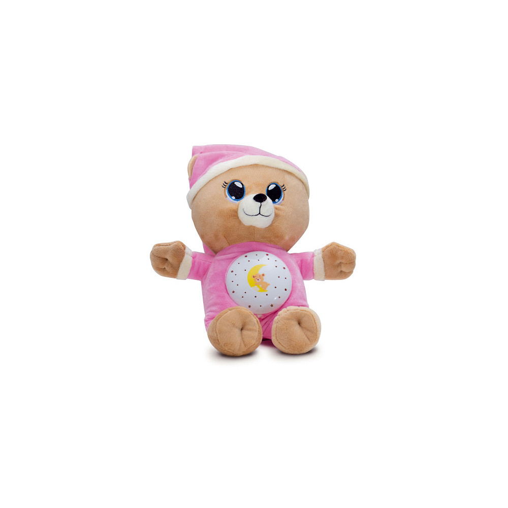 Teddies Medvídek Usínáček růžový plyš  32cm na baterie se světlem a zvukem v boxu 12m+