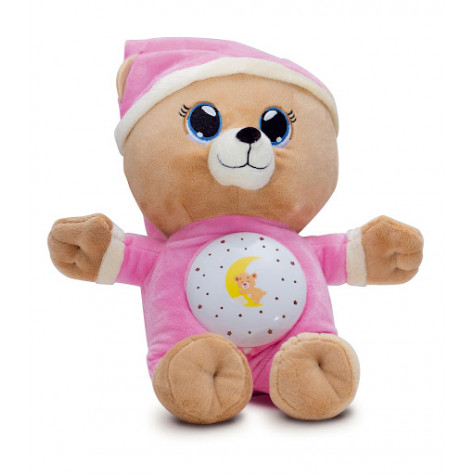 Teddies Medvídek Usínáček růžový plyš  32cm na baterie se světlem a zvukem v boxu 12m+