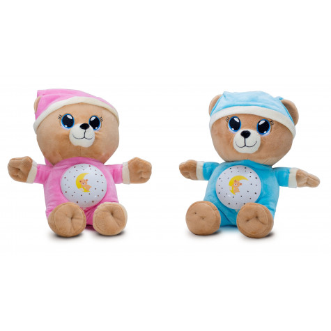 Teddies Medvídek Usínáček růžový plyš  32cm na baterie se světlem a zvukem v boxu 12m+