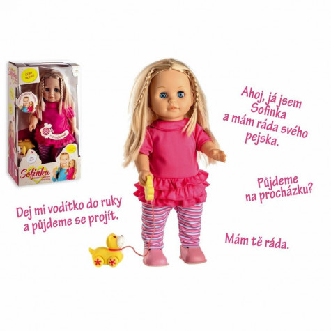 Teddies Panenka Sofinka s pejskem chodící a česky mluvící 42cm na baterie se zvukem ~ 1
