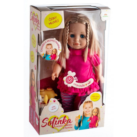 Teddies Panenka Sofinka s pejskem chodící a česky mluvící 42cm na baterie se zvukem ~ 3