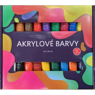 Akrylové barvy 18x36ml v krabičce