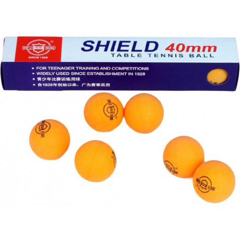 Míčky na stolní tenis oranžové SHIELD 4cm bezešvé 6ks v krabičce ~ 1