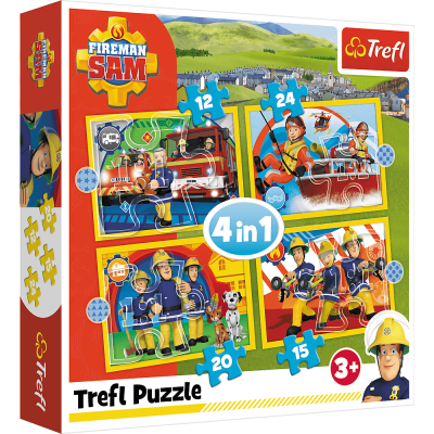 Trefl Puzzle 4v1 Ochotný Požárník Sam 12,15, 20, 24 dílků