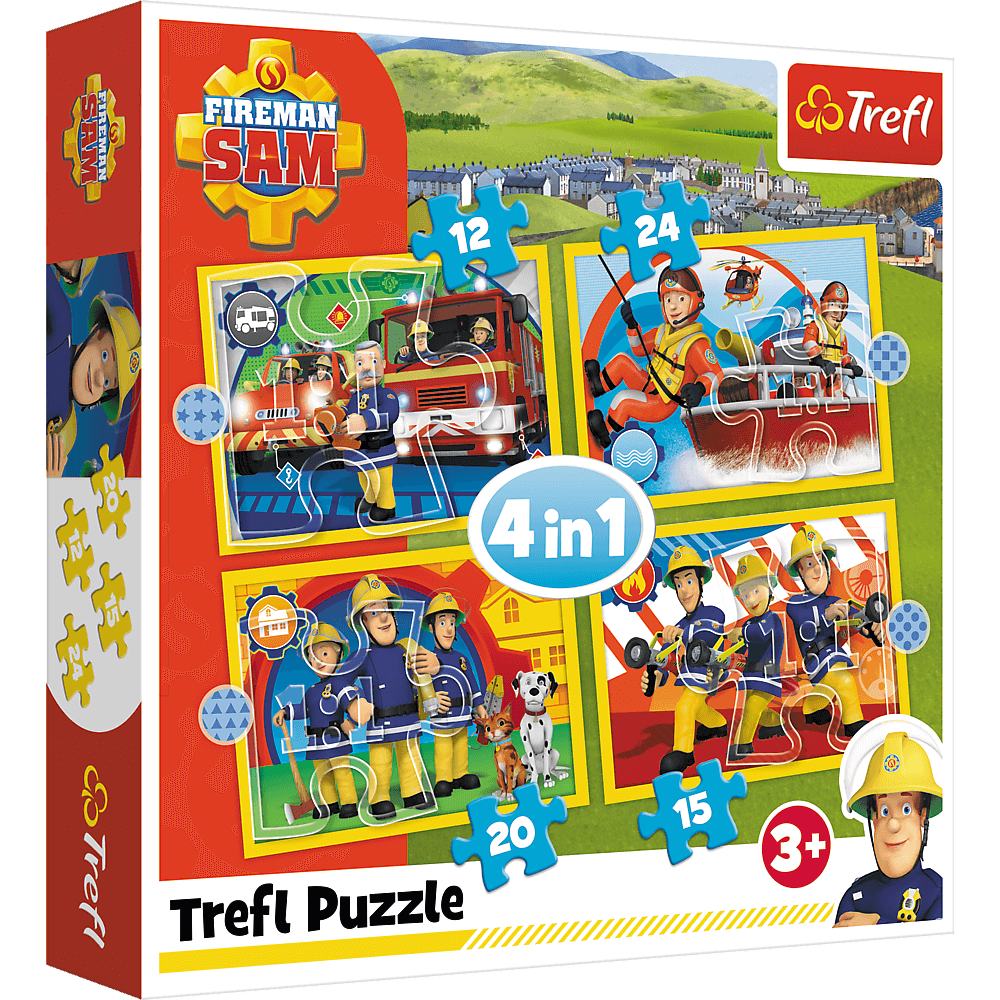 Trefl Puzzle 4v1 Ochotný Požárník Sam 12,15, 20, 24 dílků