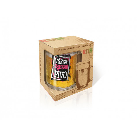 Nekupto Dárková sklenice na pivo 0,3l - Vše, co potřebuji, je pivo ~ 2