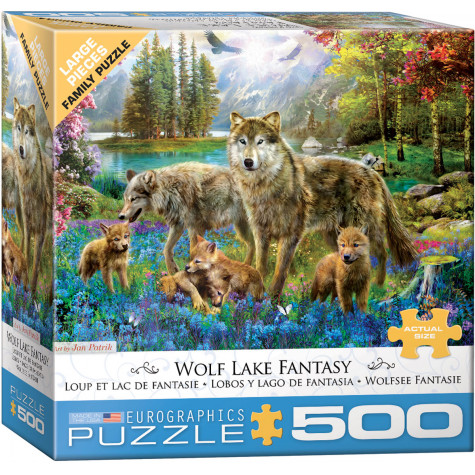 EUROGRAPHICS Puzzle Vlčí rodina u jezera XL 500 dílků ~ 1