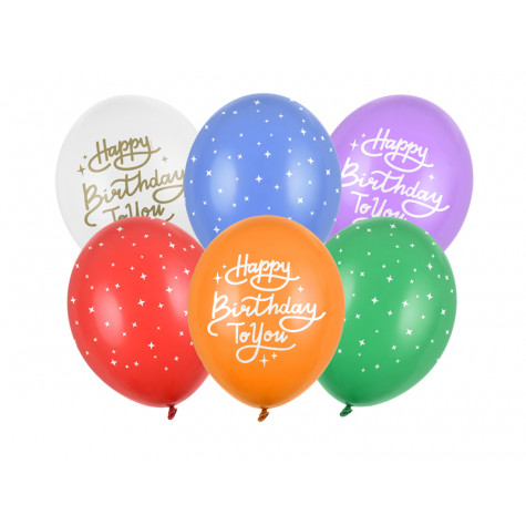 Narozeninové balónky - mix 6 ks - Happy birthday - barevné
