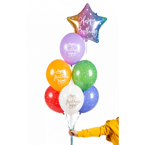 Narozeninové balónky - mix 6 ks - Happy birthday - barevné