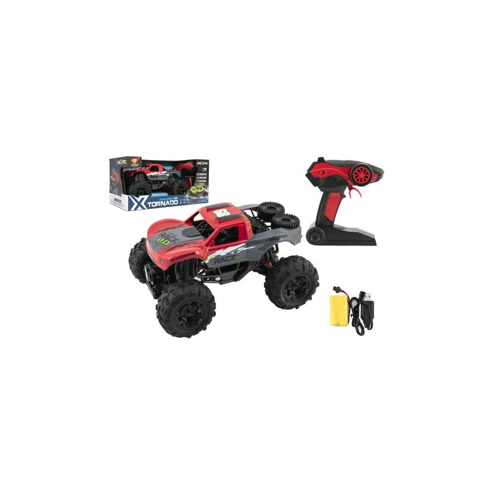 Auto RC terénní 4x4 červené 29 cm 2,4GHz na baterie + dobíjecí pack