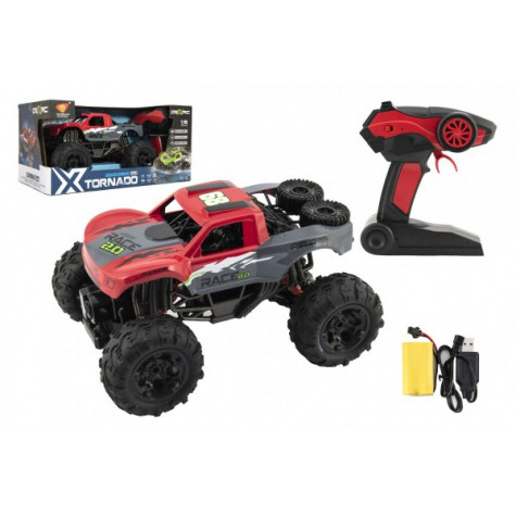 Auto RC terénní 4x4 červené 29 cm 2,4GHz na baterie + dobíjecí pack ~ 1