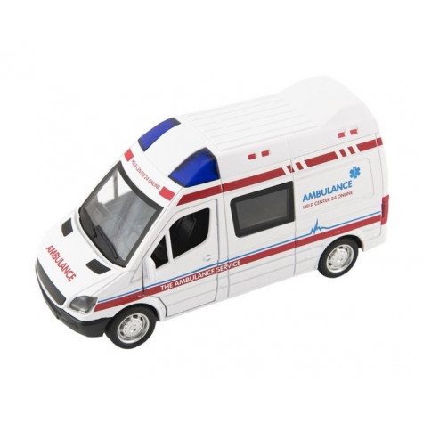 Garáž + auto ambulance 15 cm na baterie se světlem a zvukem
