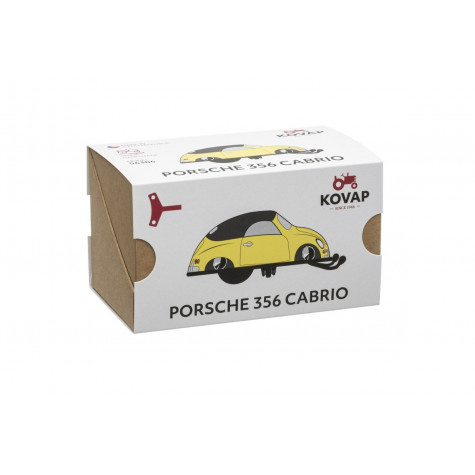 Kovap Porsche 356 Cabrio žluté na klíček kov 11cm