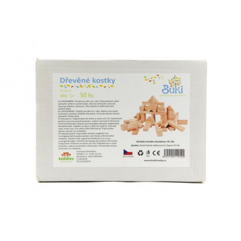 Teddies Kostky dřevěné přírodní 50ks ~ 4