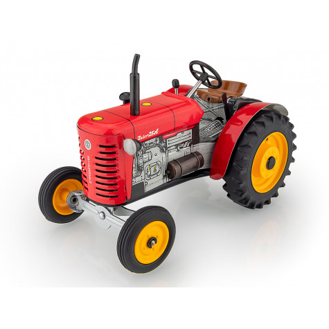 Kovap Traktor Zetor 25A červený na klíček kov 15cm 1:25 ~ 1