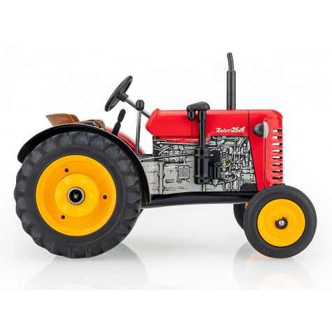 Kovap Traktor Zetor 25A červený na klíček kov 15cm 1:25