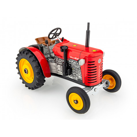 Kovap Traktor Zetor 25A červený na klíček kov 15cm 1:25