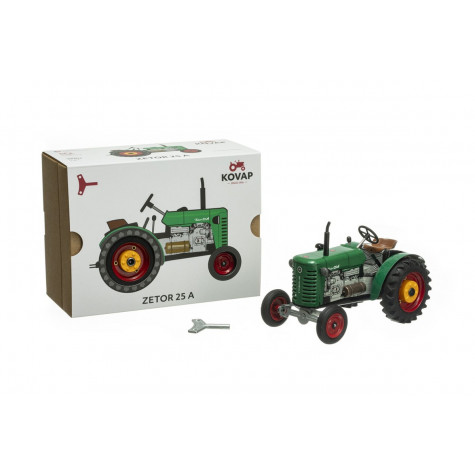Kovap Traktor Zetor 25A zelený na klíček kov 15cm 1:25 ~ 5