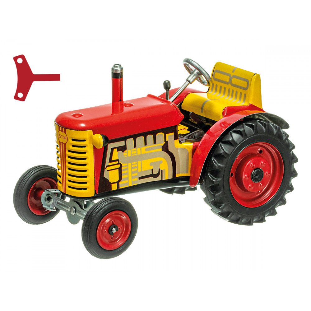 Kovap Traktor Zetor červený na klíček kov 14cm 1:25