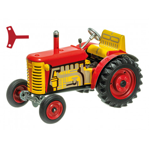 Kovap Traktor Zetor červený na klíček kov 14cm 1:25