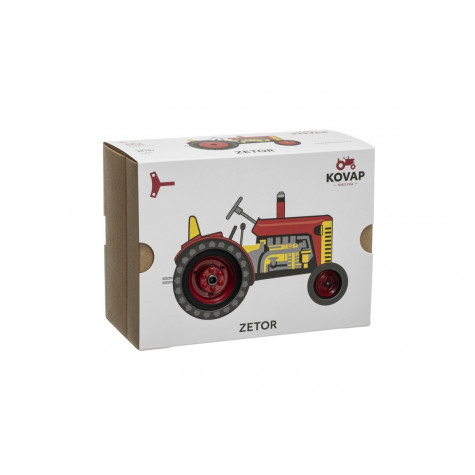 Kovap Traktor Zetor červený na klíček kov 14cm 1:25