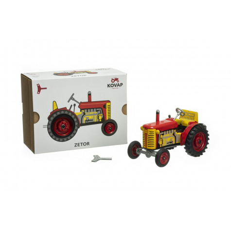 Kovap Traktor Zetor červený na klíček kov 14cm 1:25