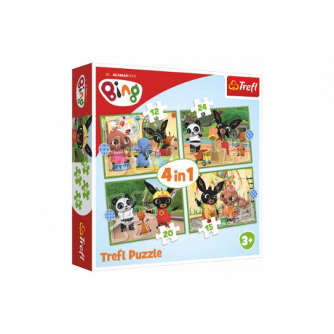 Trefl Puzzle 4v1 Bingův šťastný den 12, 15, 20, 24 dílků ~ 2