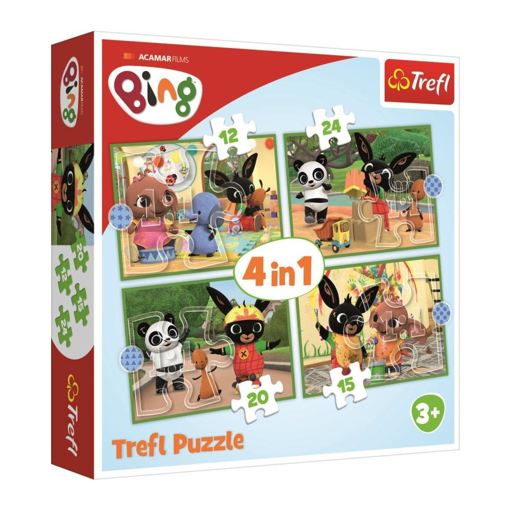 Trefl Puzzle 4v1 Bingův šťastný den 12, 15, 20, 24 dílků