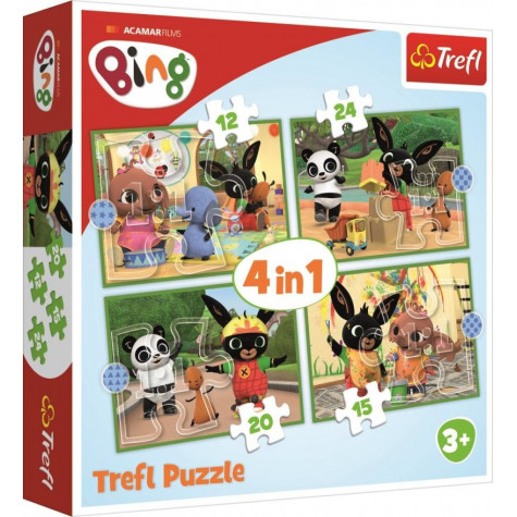 Trefl Puzzle 4v1 Bingův šťastný den 12, 15, 20, 24 dílků