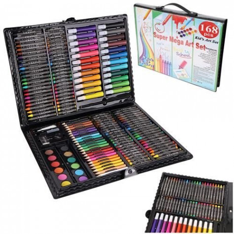 Mega art set - výtvarné pomůcky 168 ks - černý kufřík ~ 1