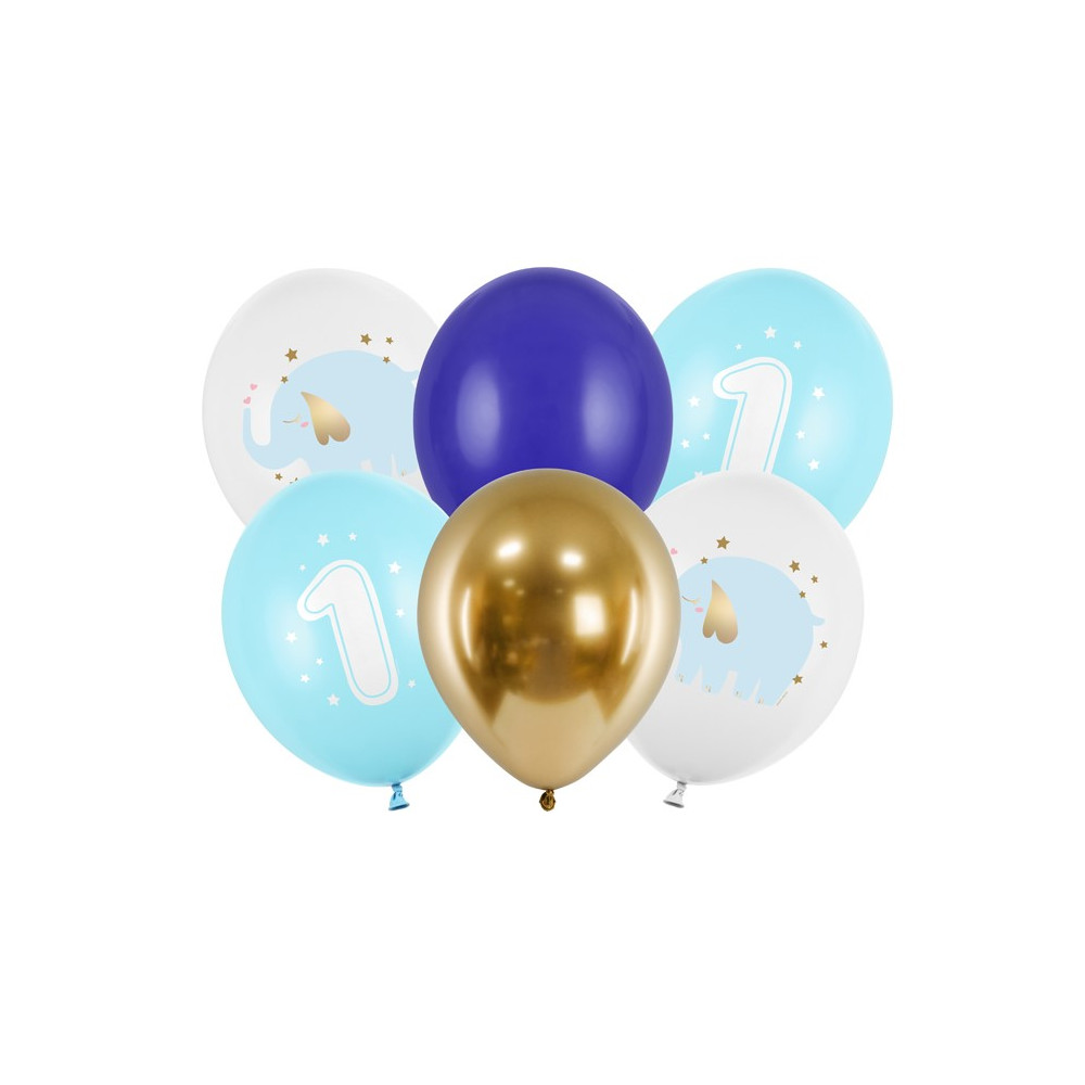 Nafukovací balónky 1. narozeniny - 6 ks - modré