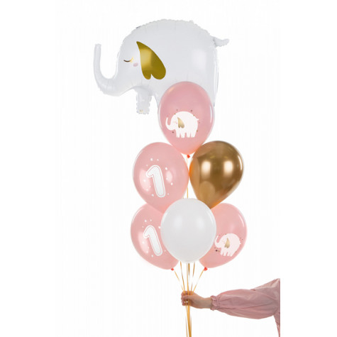 Nafukovací balónky 1. narozeniny - 6 ks - růžové