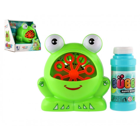 Bublifuk stroj žába plast 11x13 cm na baterie + náplň ~ 2
