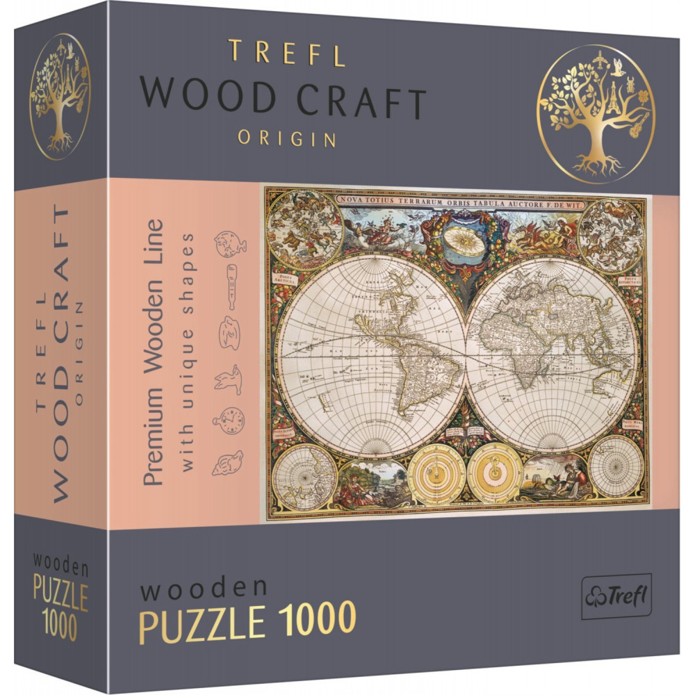 TREFL Wood Craft Dřevěné puzzle Antická mapa světa 1000 dílků