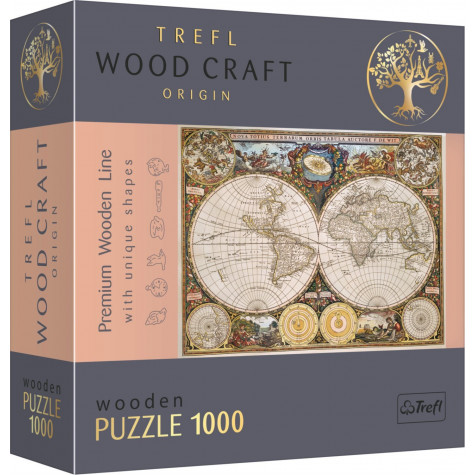TREFL Wood Craft Dřevěné puzzle Antická mapa světa 1000 dílků ~ 1