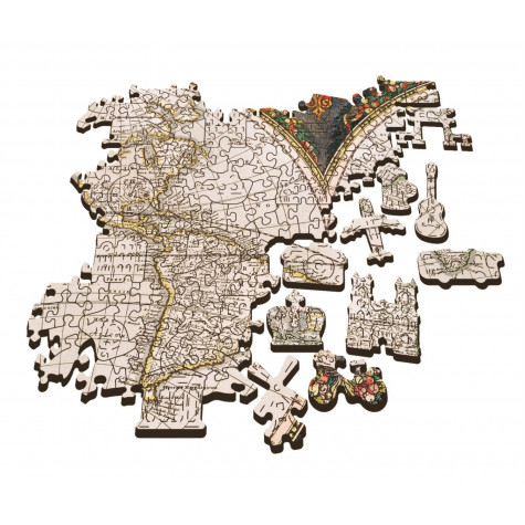 TREFL Wood Craft Dřevěné puzzle Antická mapa světa 1000 dílků ~ 3